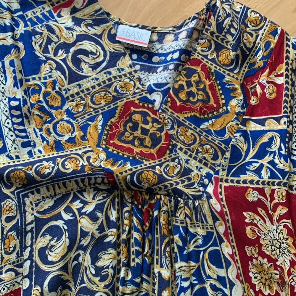 Vintage Caftan Multicolor Maxi Boho Dress Size OSFM - Picture 12 of 16